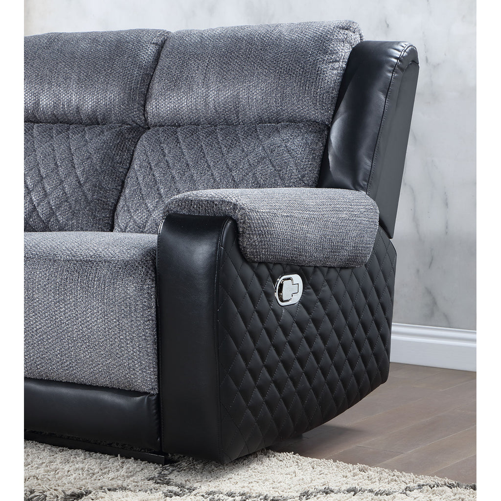 Alicia Grey/Black Reclining Sofa and Loveseat