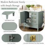 30" Bathroom Vanity in Green with Sink Combo Set