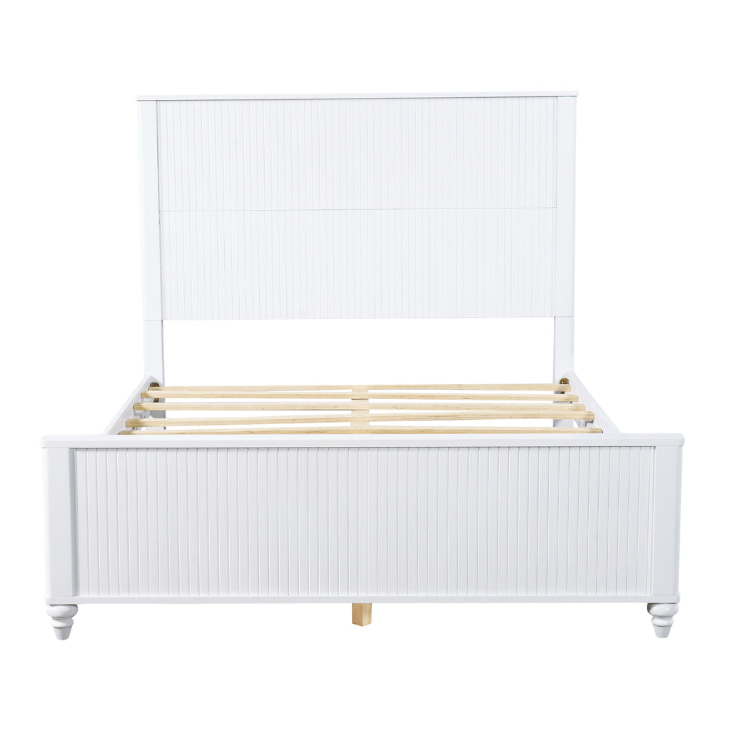 White Queen Size Bed Frame - Solid Wood & MDF