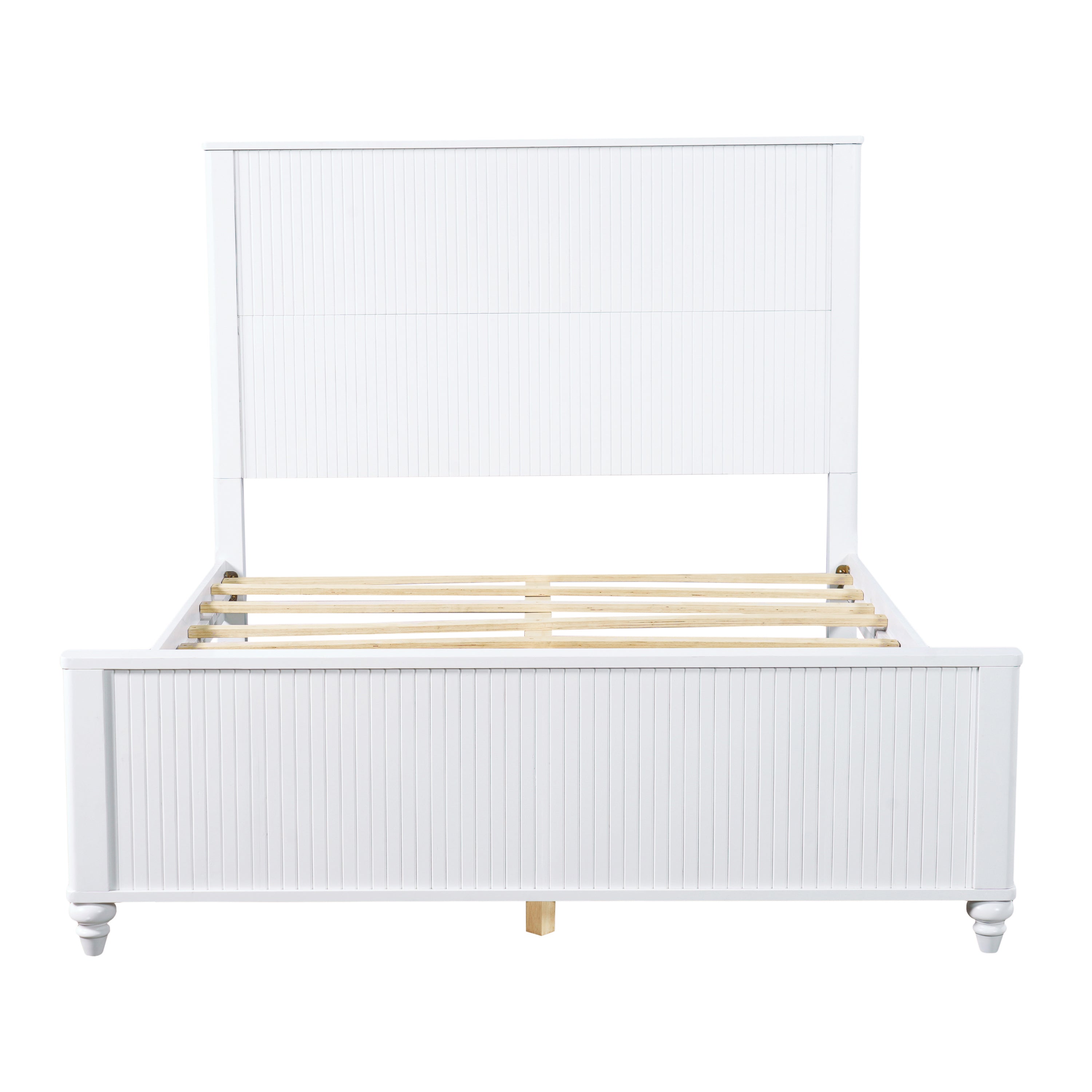 White Queen Size Bed Frame - Solid Wood & MDF