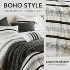 7 Piece Stripe Comforter and Quilt Set - King/Cal King