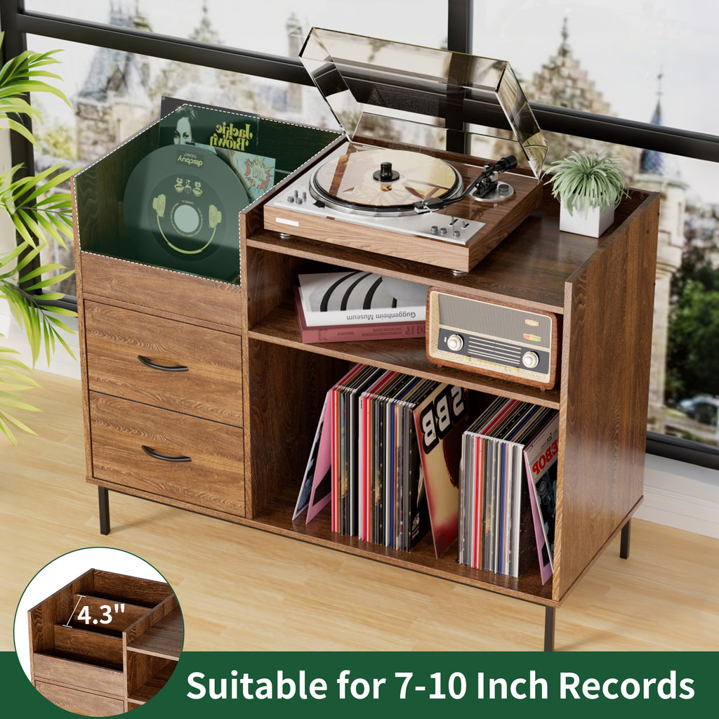 Record Player Stand with Storage for 500+ Albums