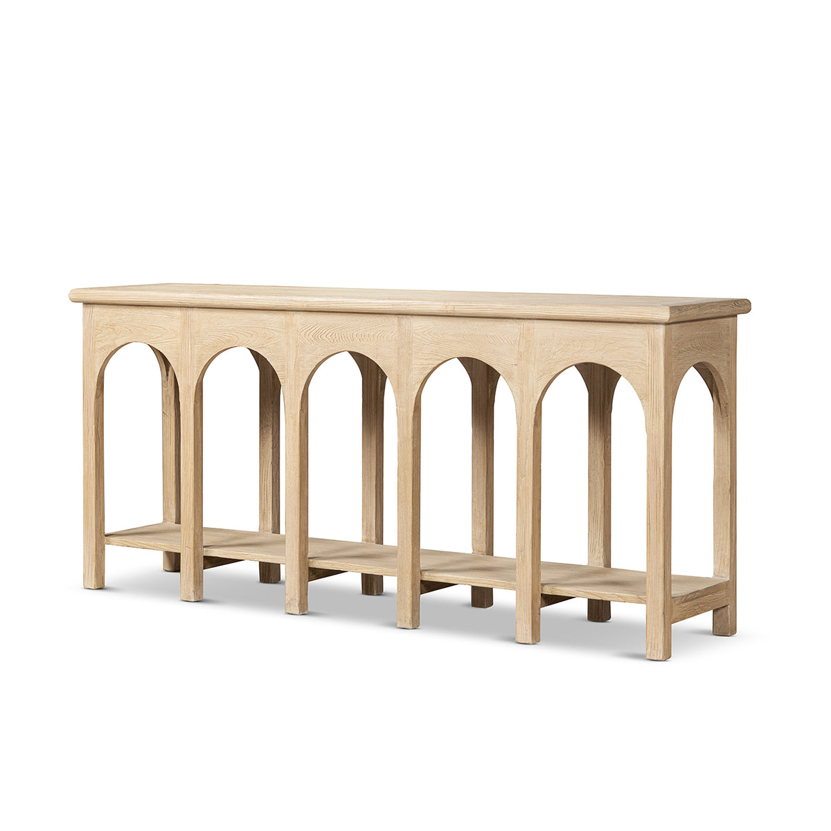 Solace Solid Reclaimed Elm Console Table, 78.5-Inch, Light Natural Brown