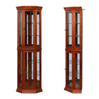 Corner Curio Cabinet with Adjustable Glass Shelves and Lights
