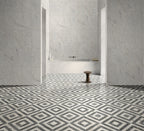 12x12 Waterjet Polished Marble Tile - White & Gray