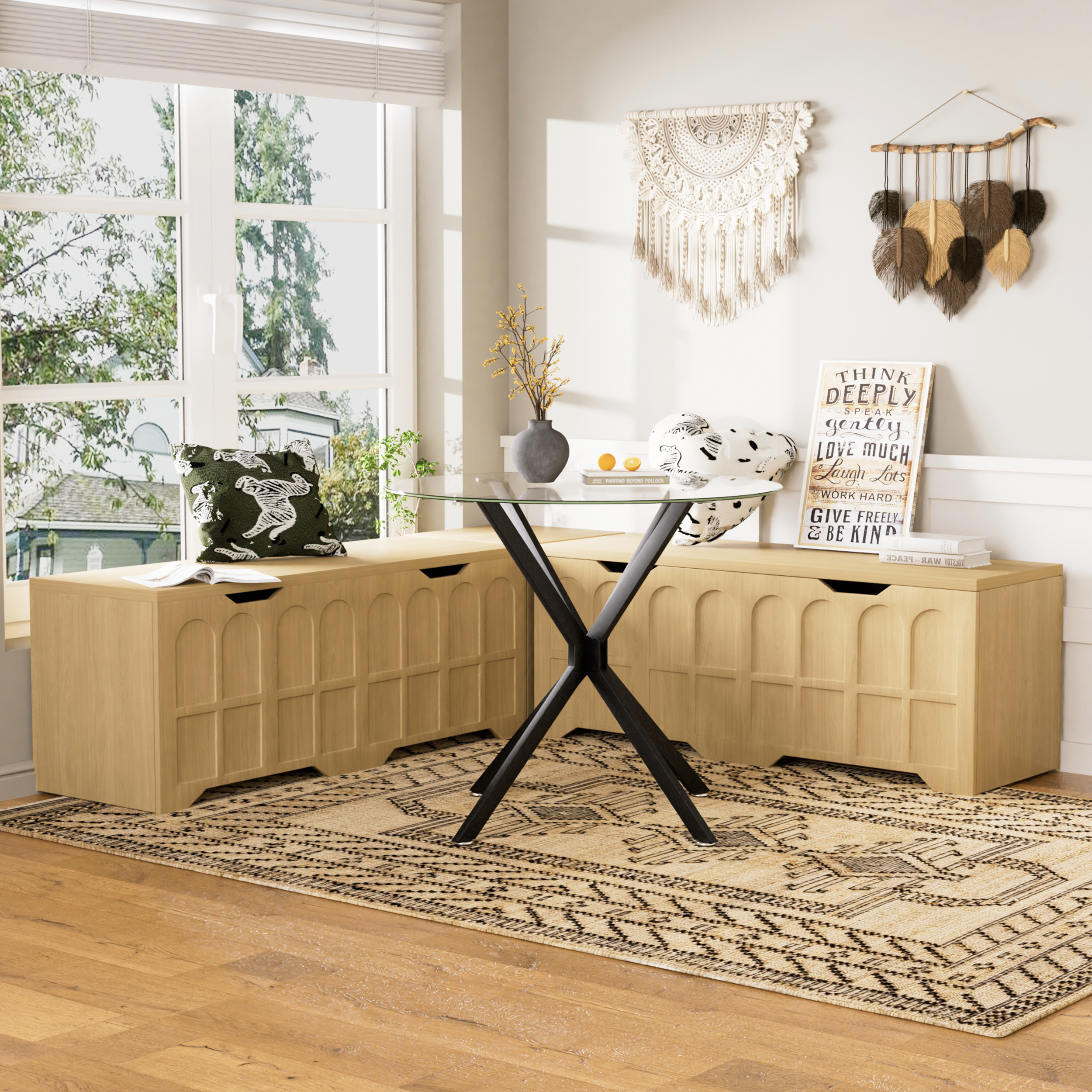 3-Piece L-Shaped Multifunctional Storage Bench
