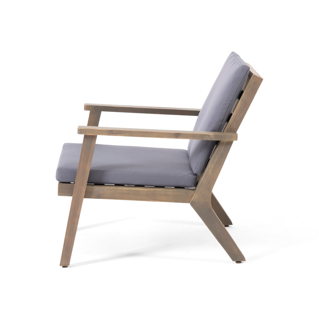 Outdoor Acacia Wood Club Chairs with Cushions (Set of 2)