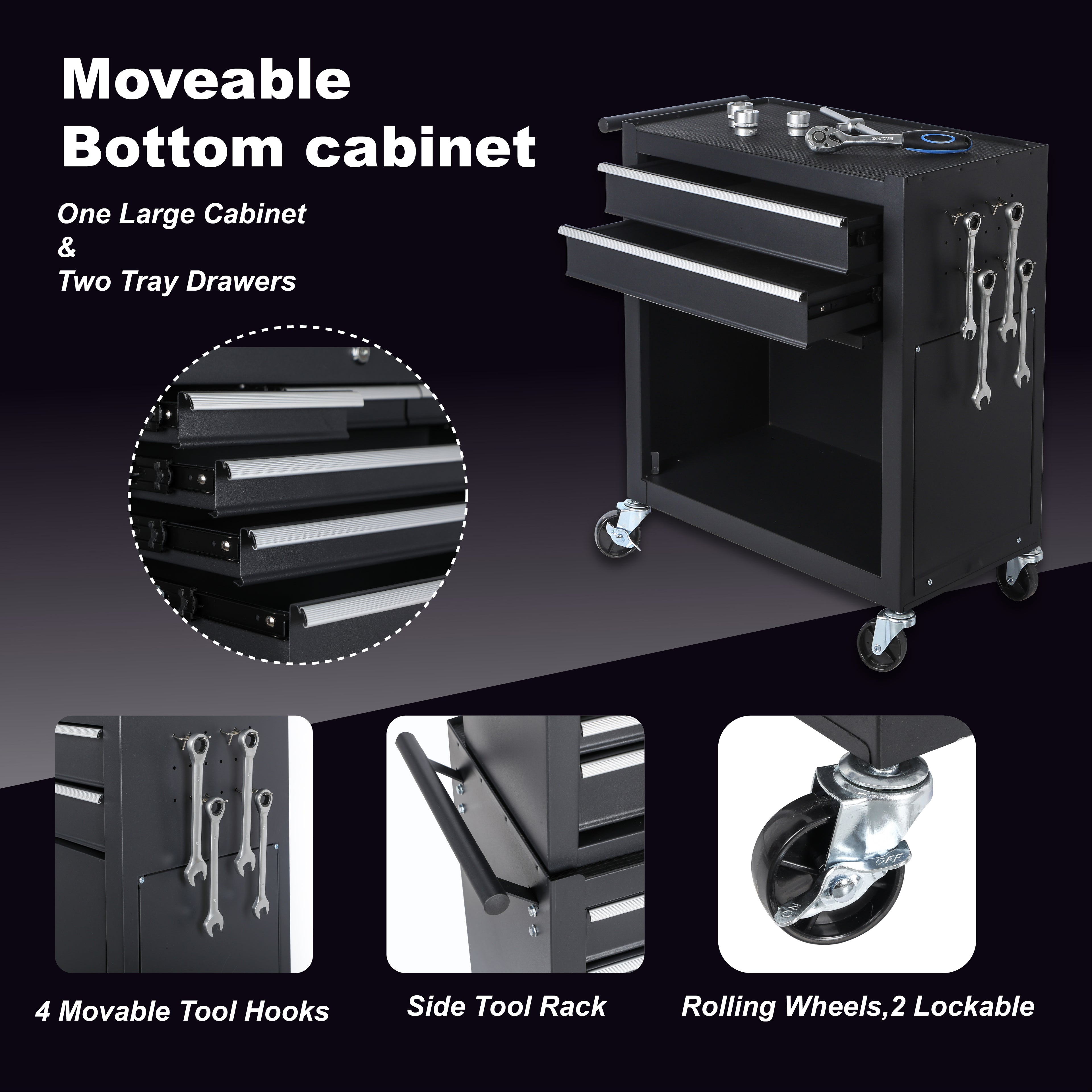 8-Drawer Rolling Tool Storage Cabinet with Detachable Top