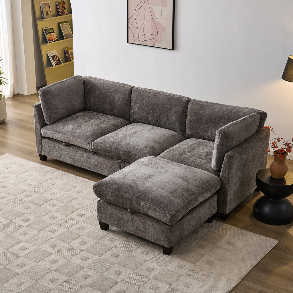 96.5" Sectional Couch with Ottoman