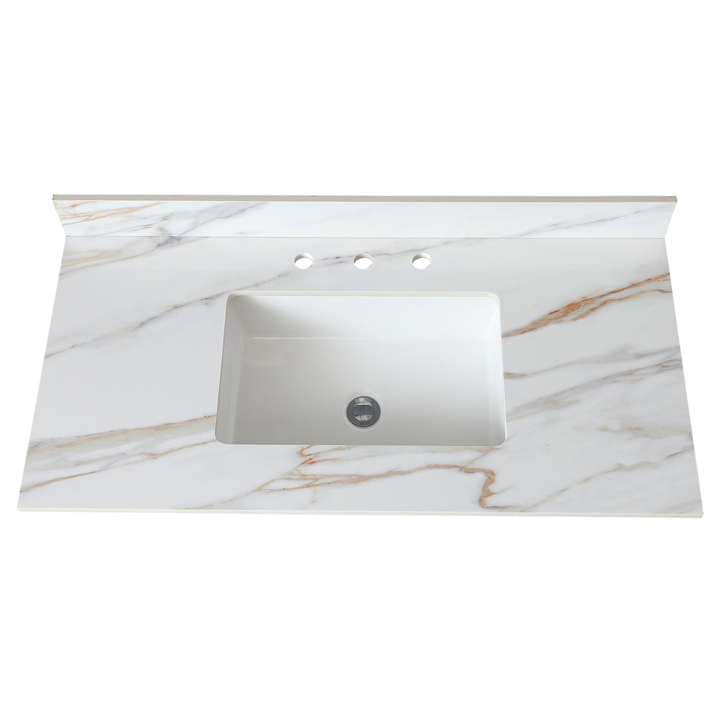 43 Inch Carrara Marble Vanity Top with Undermount Sink