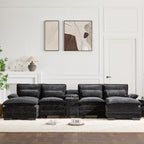 Modern U-Shaped Sectional Sofa with Console, Cup Holders and USB Charger