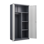 Gray Steel Lockable Large Capacity Wardrobe with Hanging Rod & Shelves