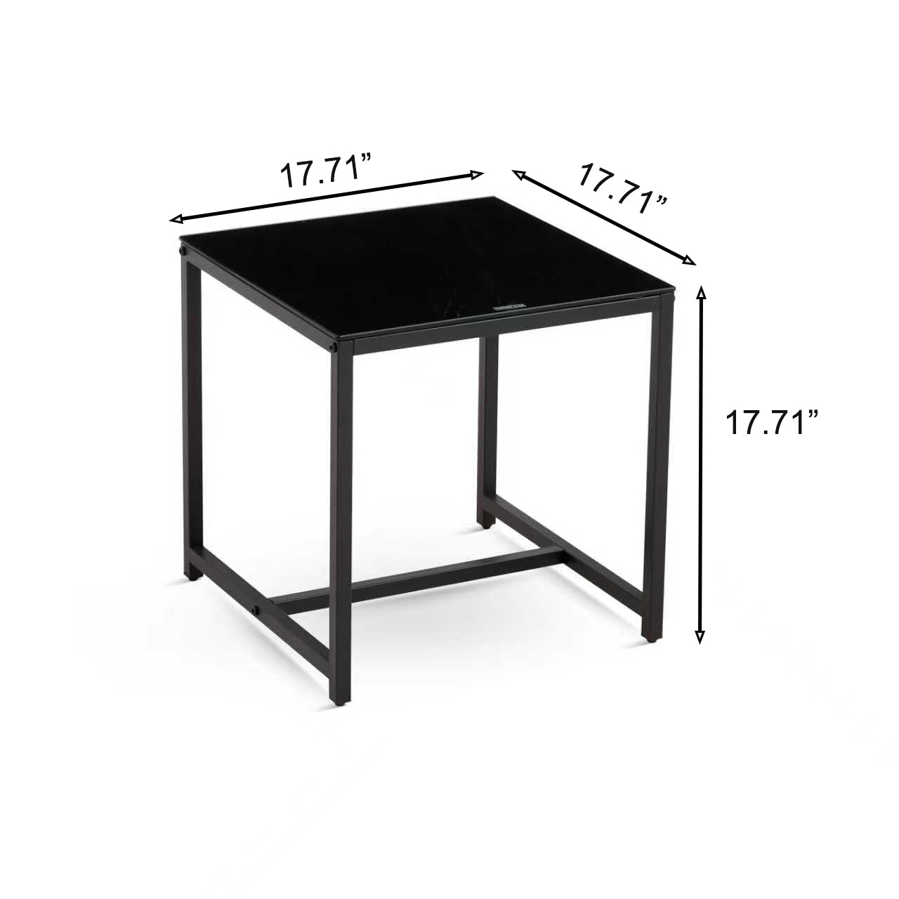 2 Piece Black Glass Side Table Set
