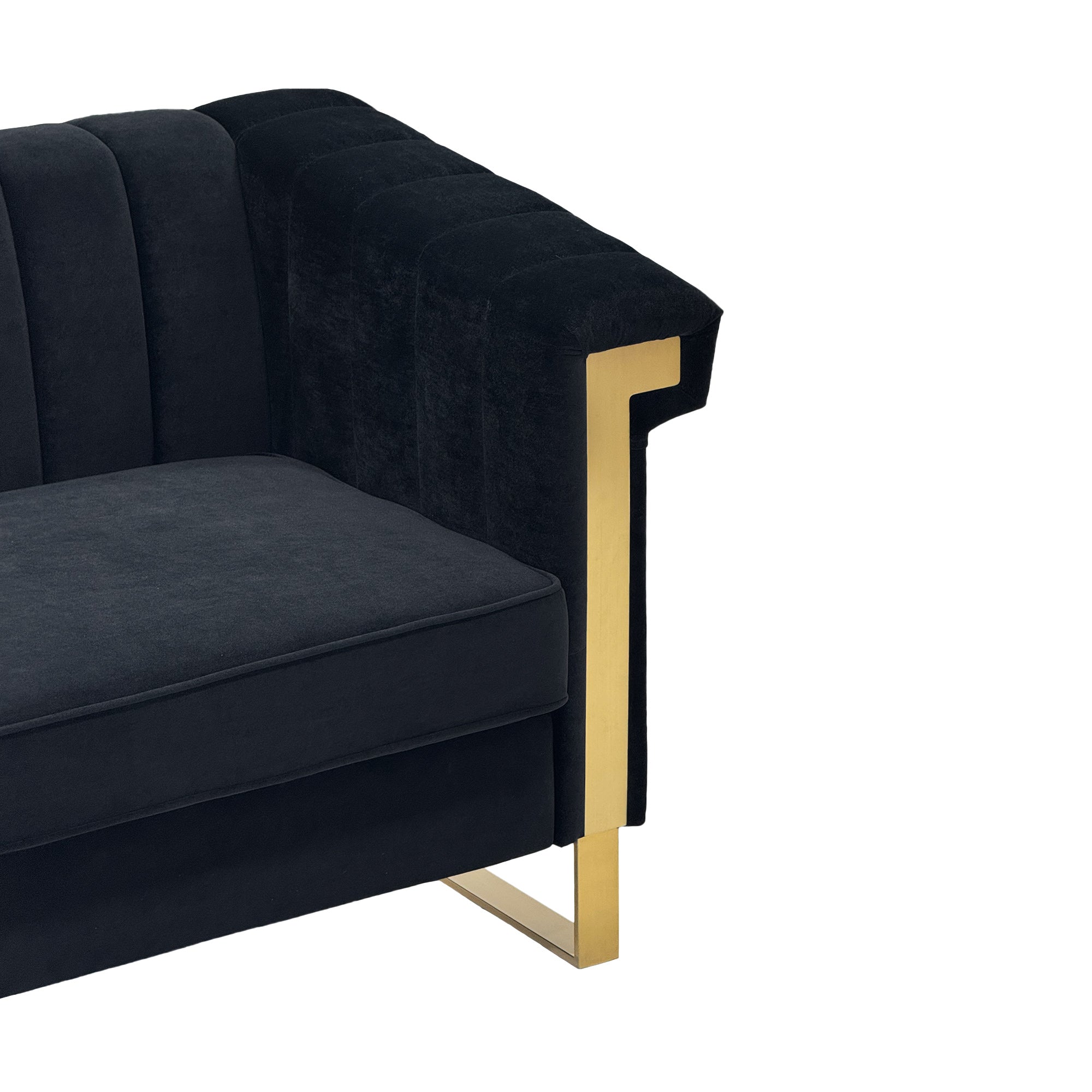 Black Velvet 2 Piece Sofa Set