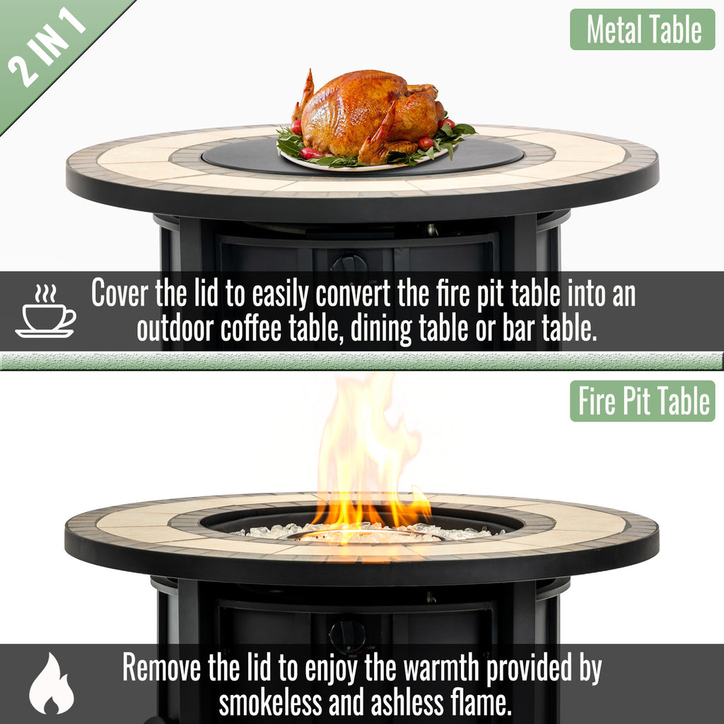 30" Propane Gas Fire Pit Table