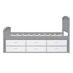 Twin Size Platform Storage Bed with 6 Drawers, Grey