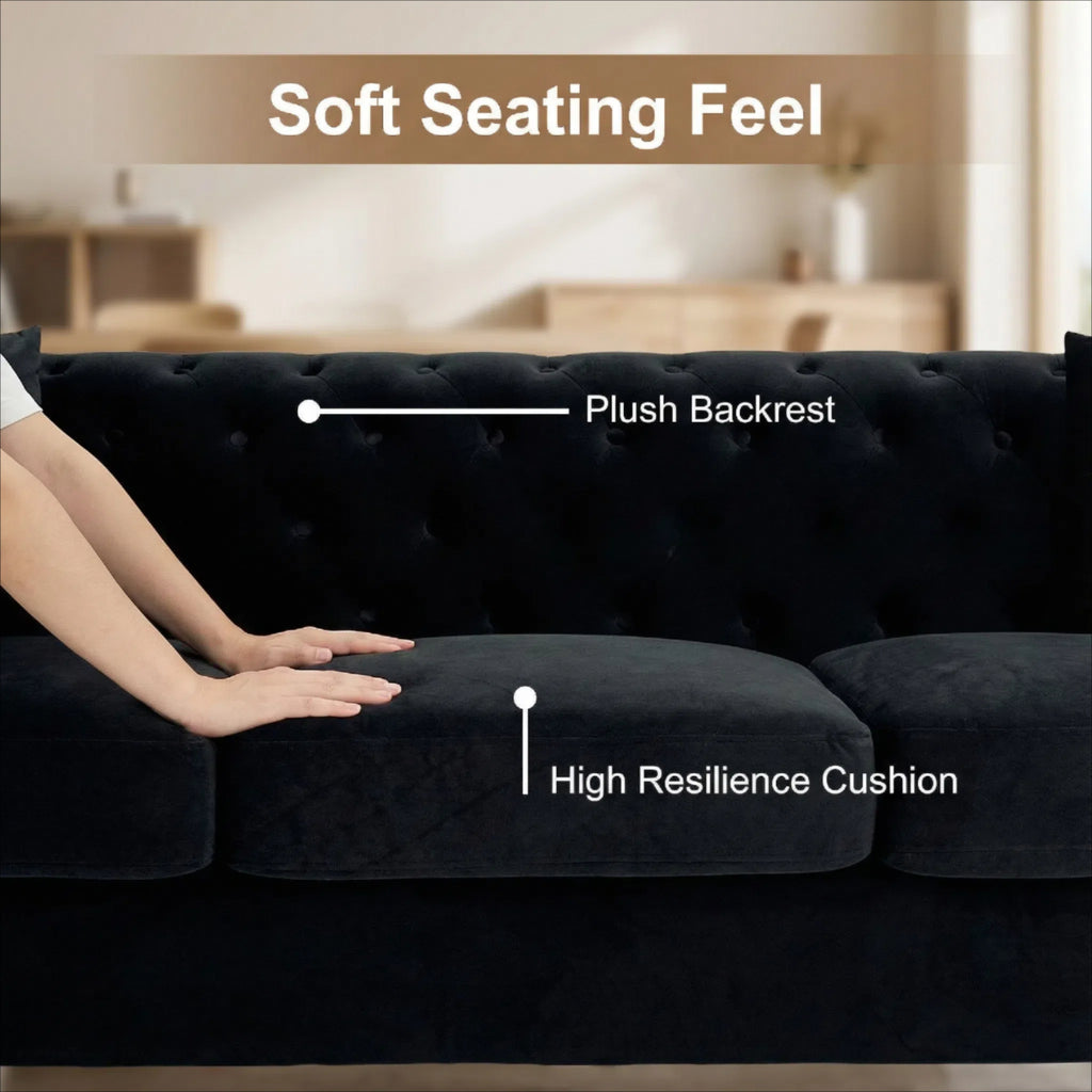 FX-P83-BK4 Contemporary Sofa with 2 Pillows