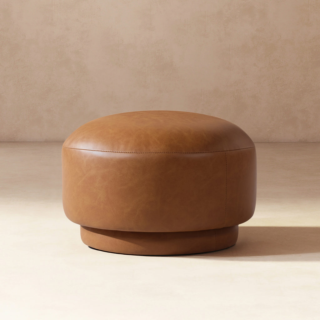 Fuji 15-Inch Mushroom Footstool Ottoman, Faux Leather