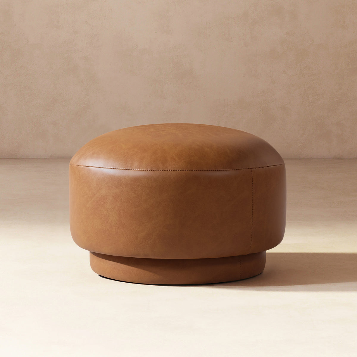 Fuji 15-Inch Mushroom Footstool Ottoman, Faux Leather