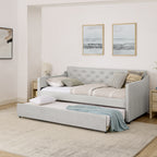 Twin Size Upholstery Daybed with Pop-up Trundle & USB Charging