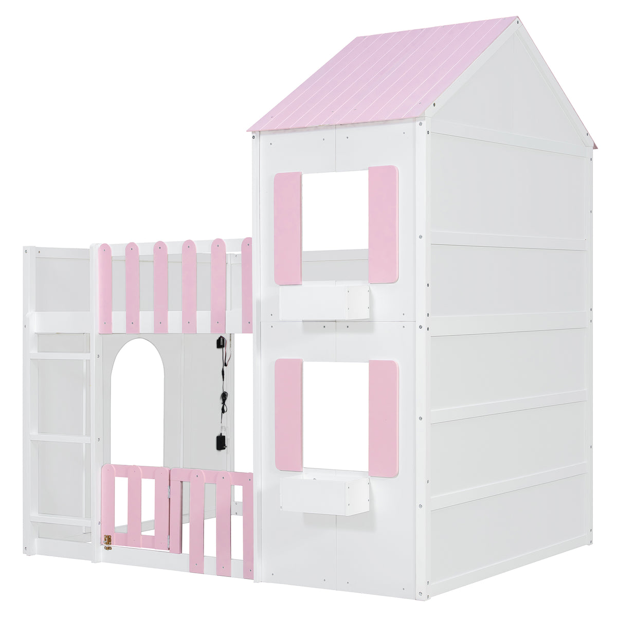 Full Over Full House Bunk Bed Space-Saving Bedroom Furniture