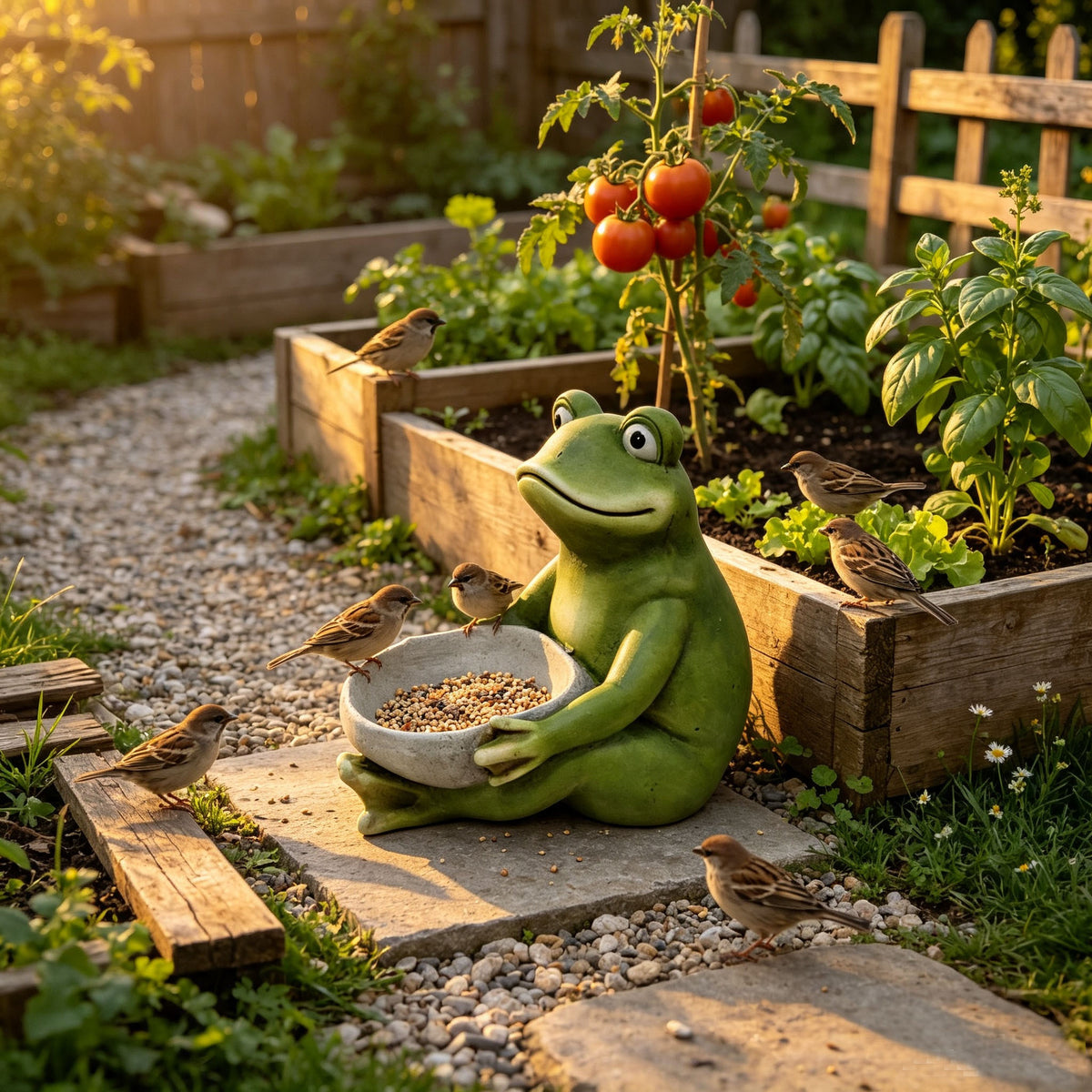 15'' Moss Frog Sculpture