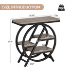 25.59" Industrial Narrow End Table with 3-Tier Storage Shelves