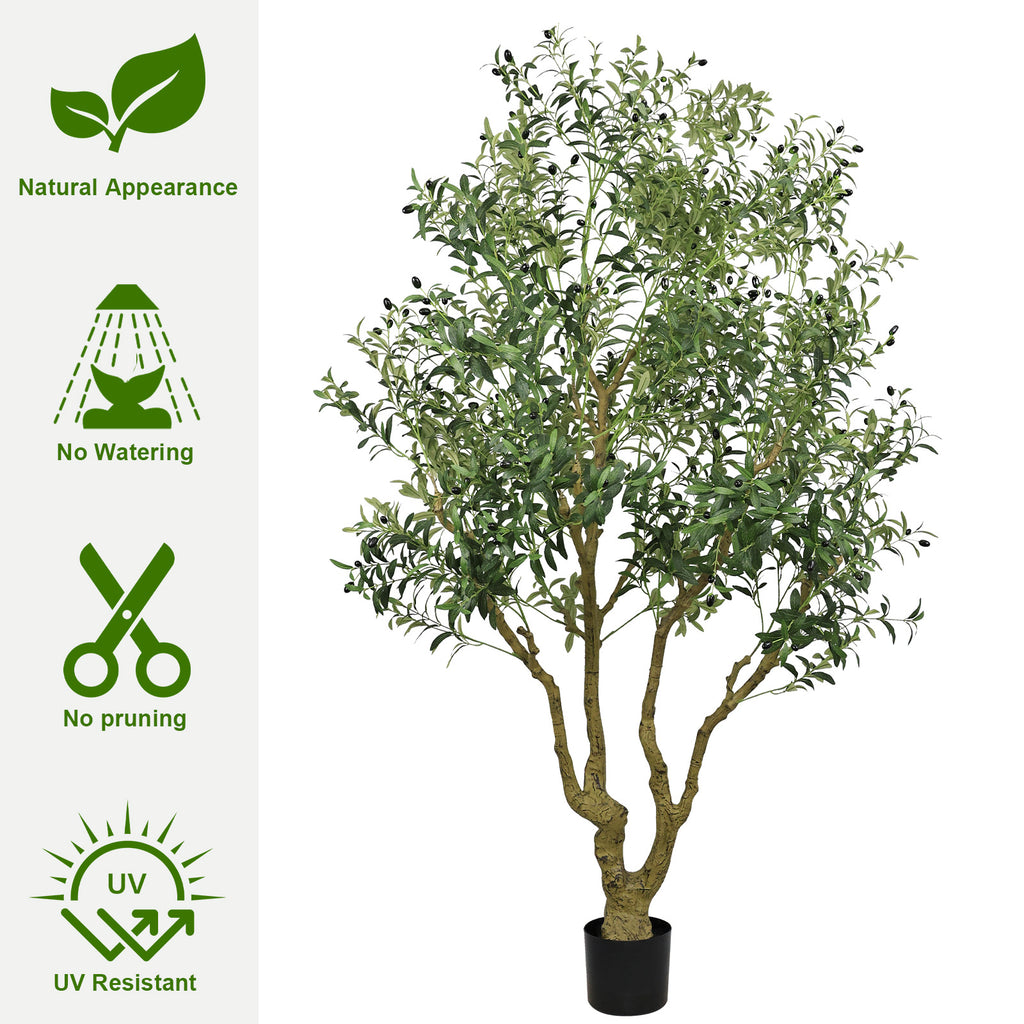 8FT Tall Artificial Olive Tree - Large Faux Potted Tree