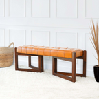 Mid-Century Riley Leather Bench