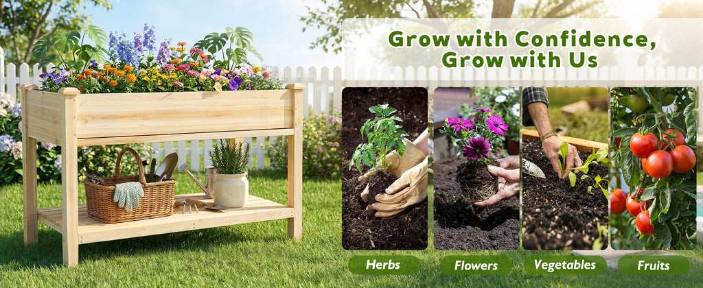 Raised Garden Bed 48x23x31.1-inch Elevated Wood Planter