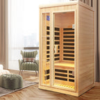 Deluxe One Person Hemlock Infrared Sauna Room with LED Colour Lights