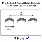 24"x18" White Rectangular Single Vanity Top with Faucet Holes