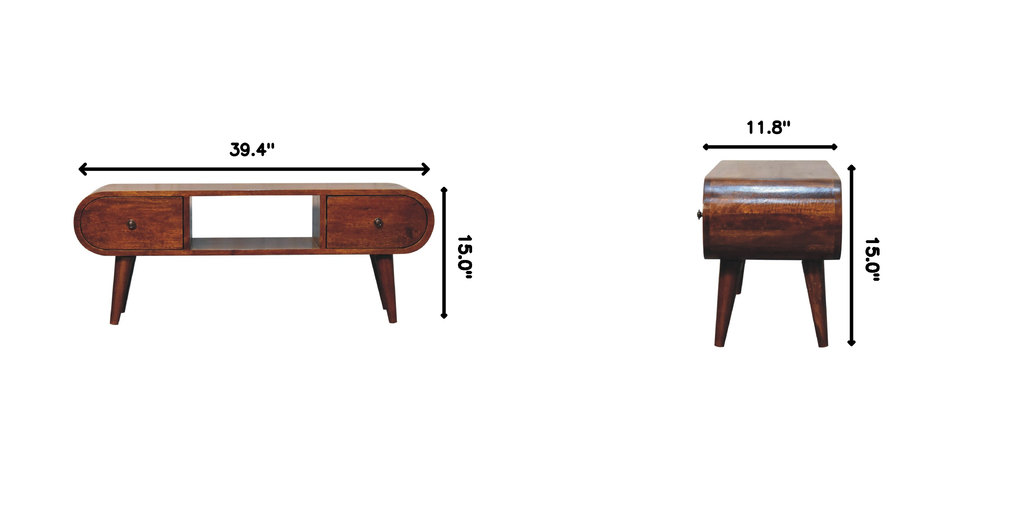 Solid Wood Chestnut Circular TV Unit