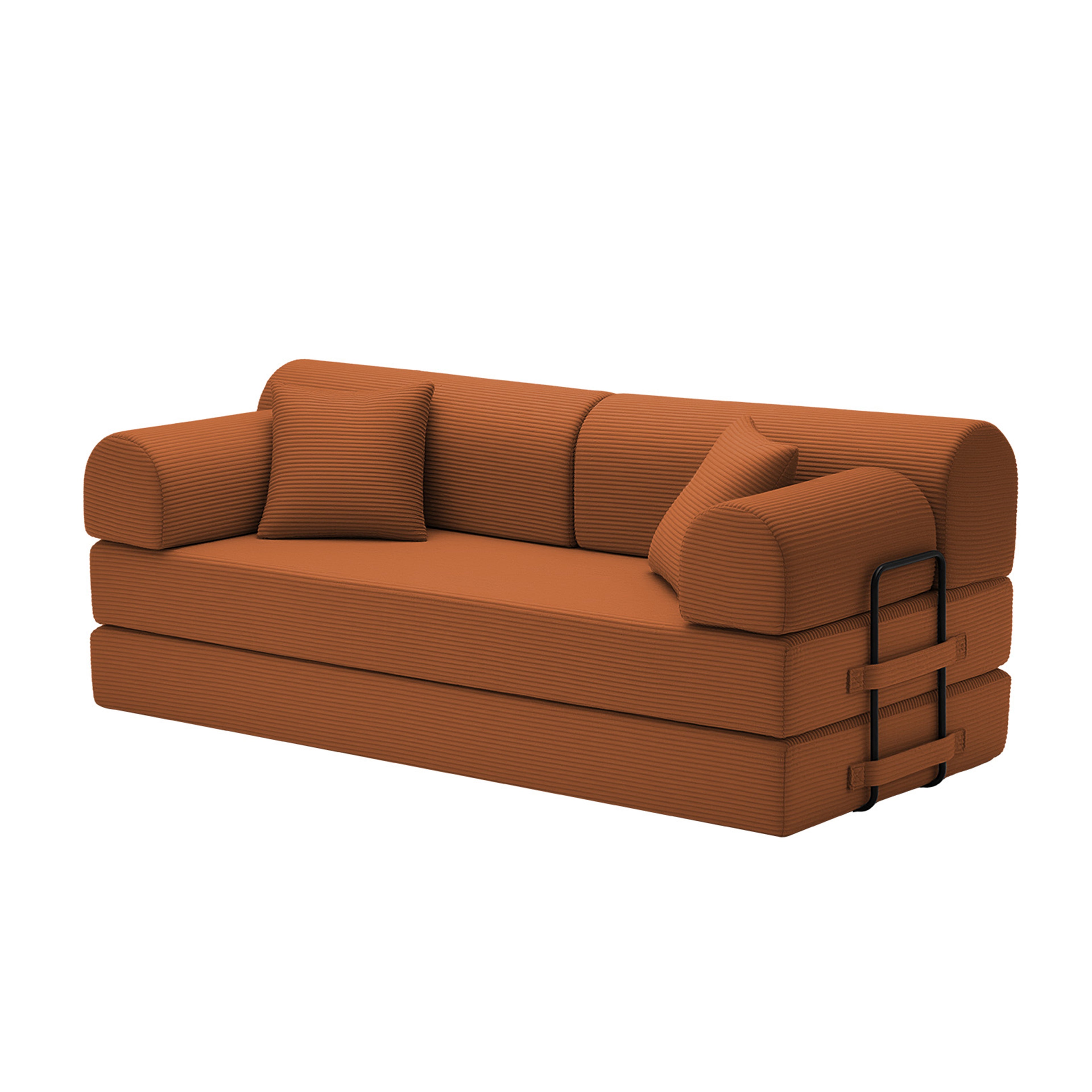 Convertible Sleeper Sofa Bed in Orange