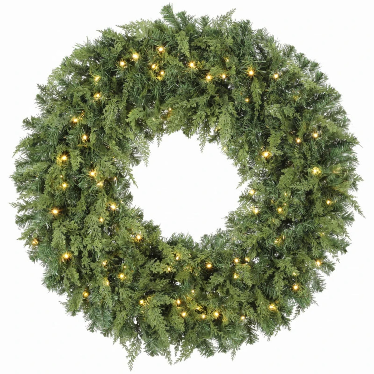 36-Inch Pre-Lit Crestwood Spruce Artificial Christmas Wreath