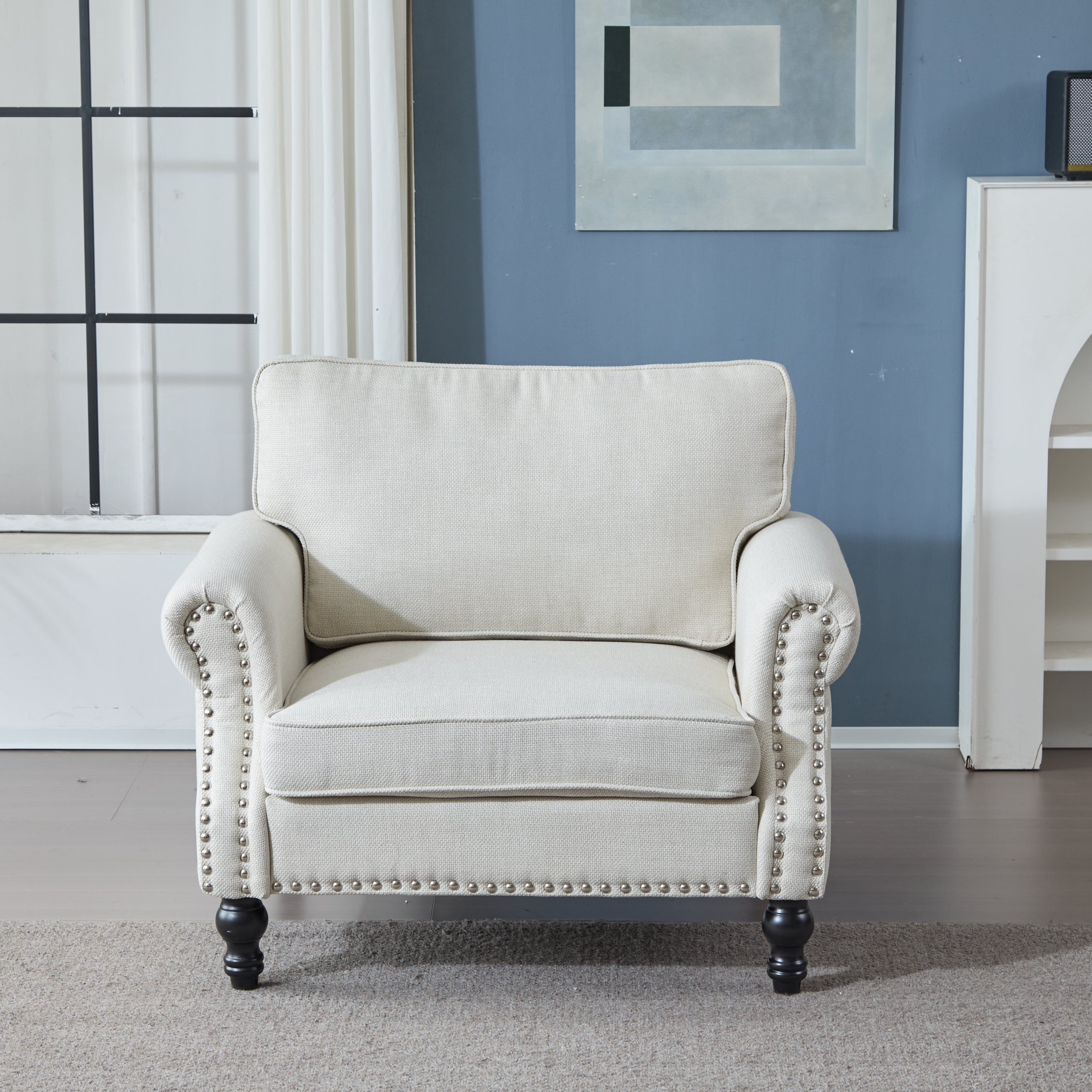 40.16 Inch Nailhead Trim Sofa - Beige