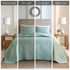 3 Piece Reversible Bedspread Set - Seafoam King/Cal King