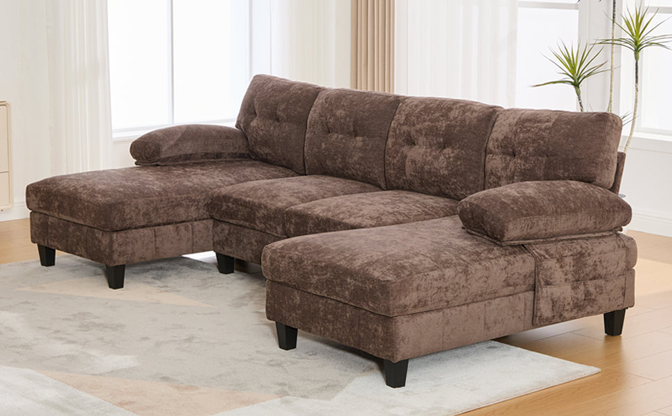 U-Shaped Sectional Sofa 103.5" Chenille Fabric Couch