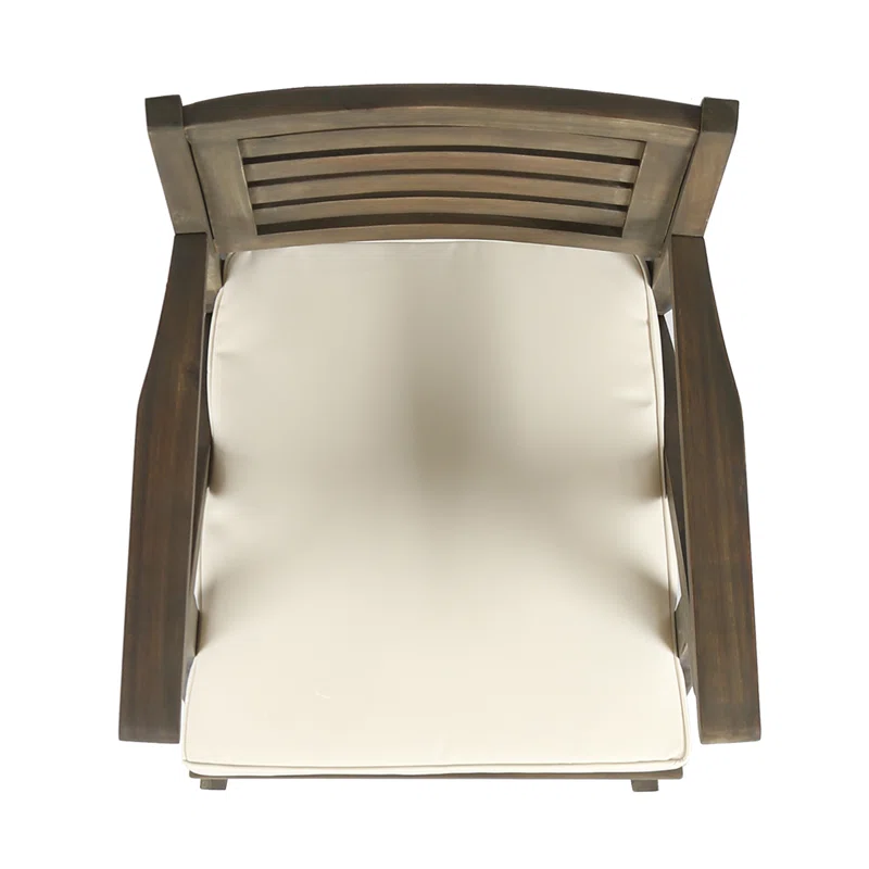 Hermosa 2-Piece Acacia Wood Barstool with Cushion, Grey