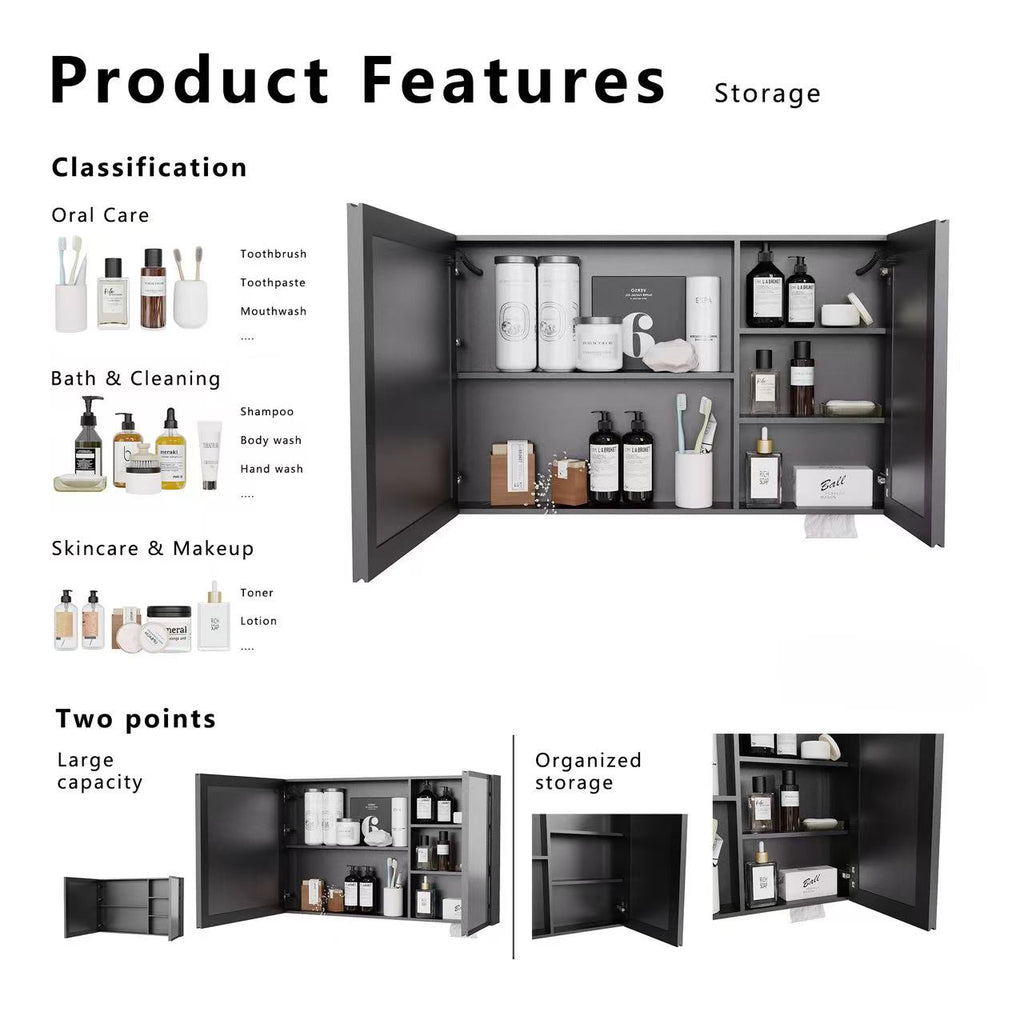 LED Bathroom Medicine Cabinet with Single-Color Lighting