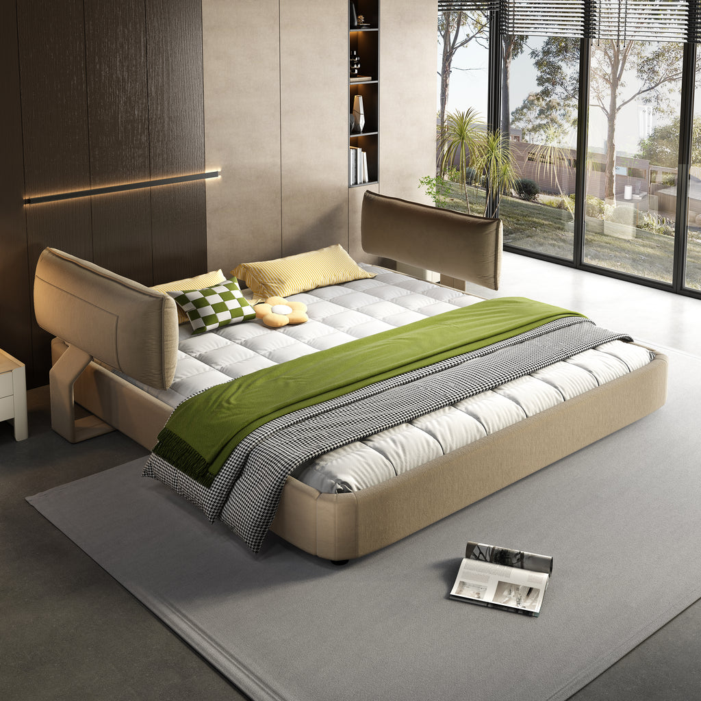 King Size Cloud Bed Frame with Oversized Padded Movable Headboard