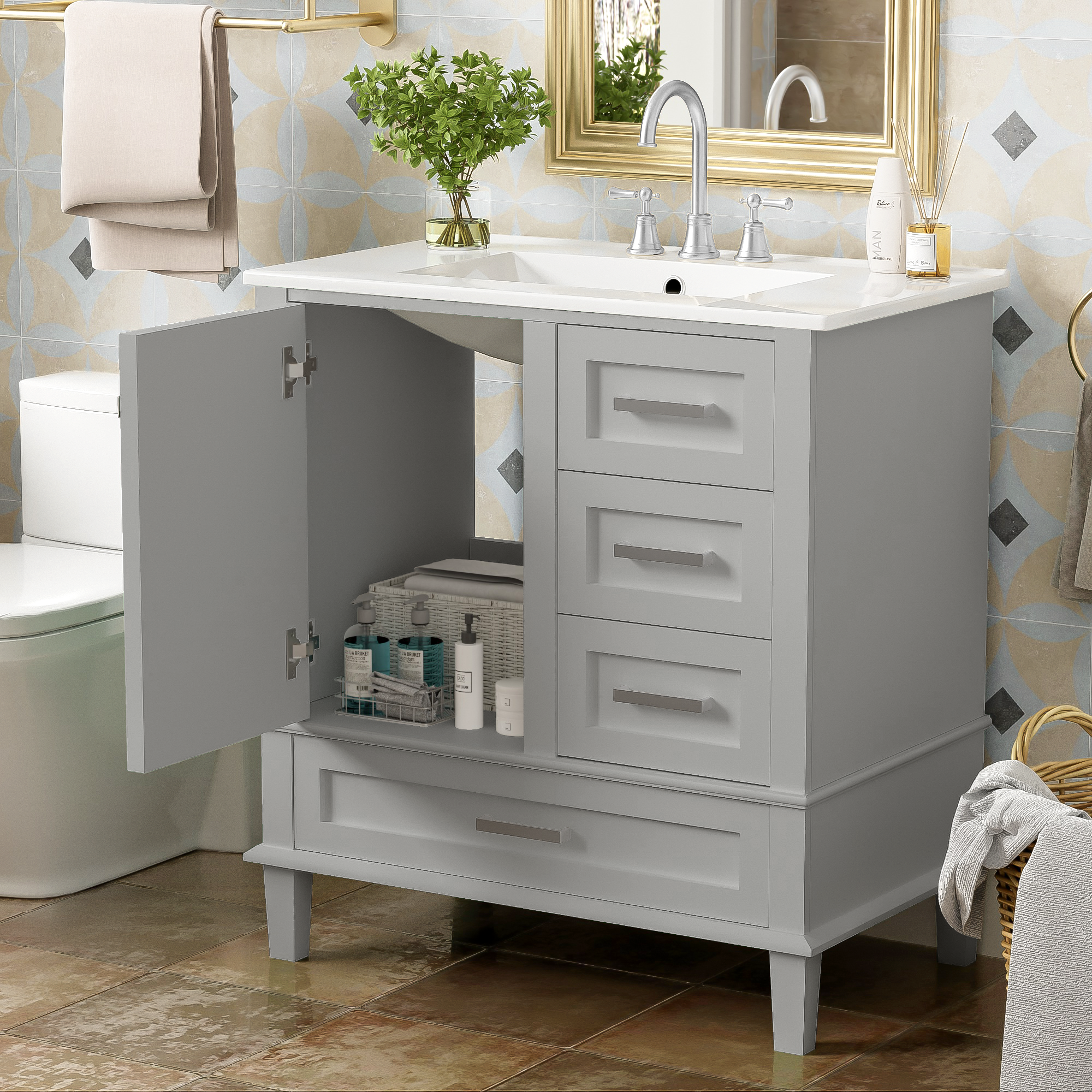 30" Modern Bathroom Vanity with Sink Combo Set