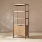 Nolan 86" Reclaimed Wood Bookcase with Lower Cabinet