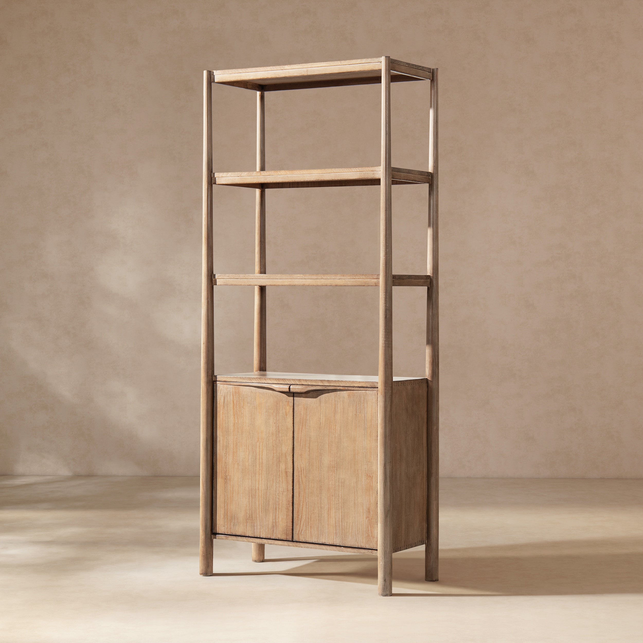 Nolan 86" Reclaimed Wood Bookcase with Lower Cabinet