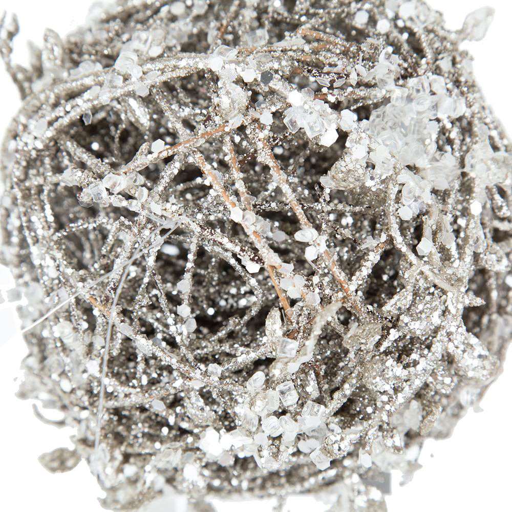 Iced Leaf/Twig Ball Christmas Tree Ornaments