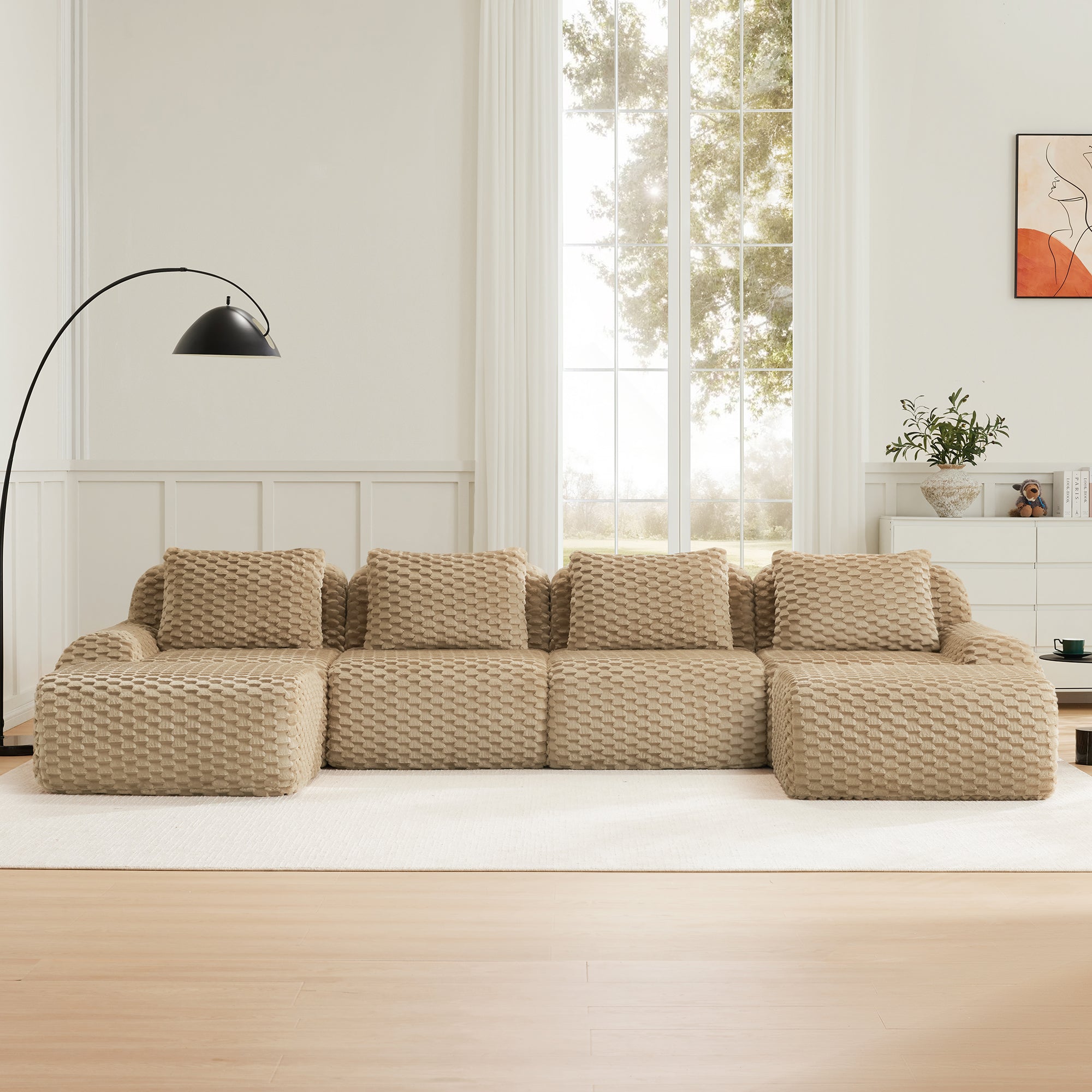 146" Modern U-Shaped Modular Sectional Sofa