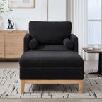 35.4" Wide Farmhouse Performance Upholstered Arm Chair with Ottoman
