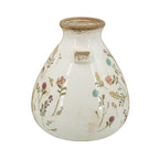 6.7x6.7x7.7" Round Ceramic Accent Vase with Multi-Colored Floral Motifs