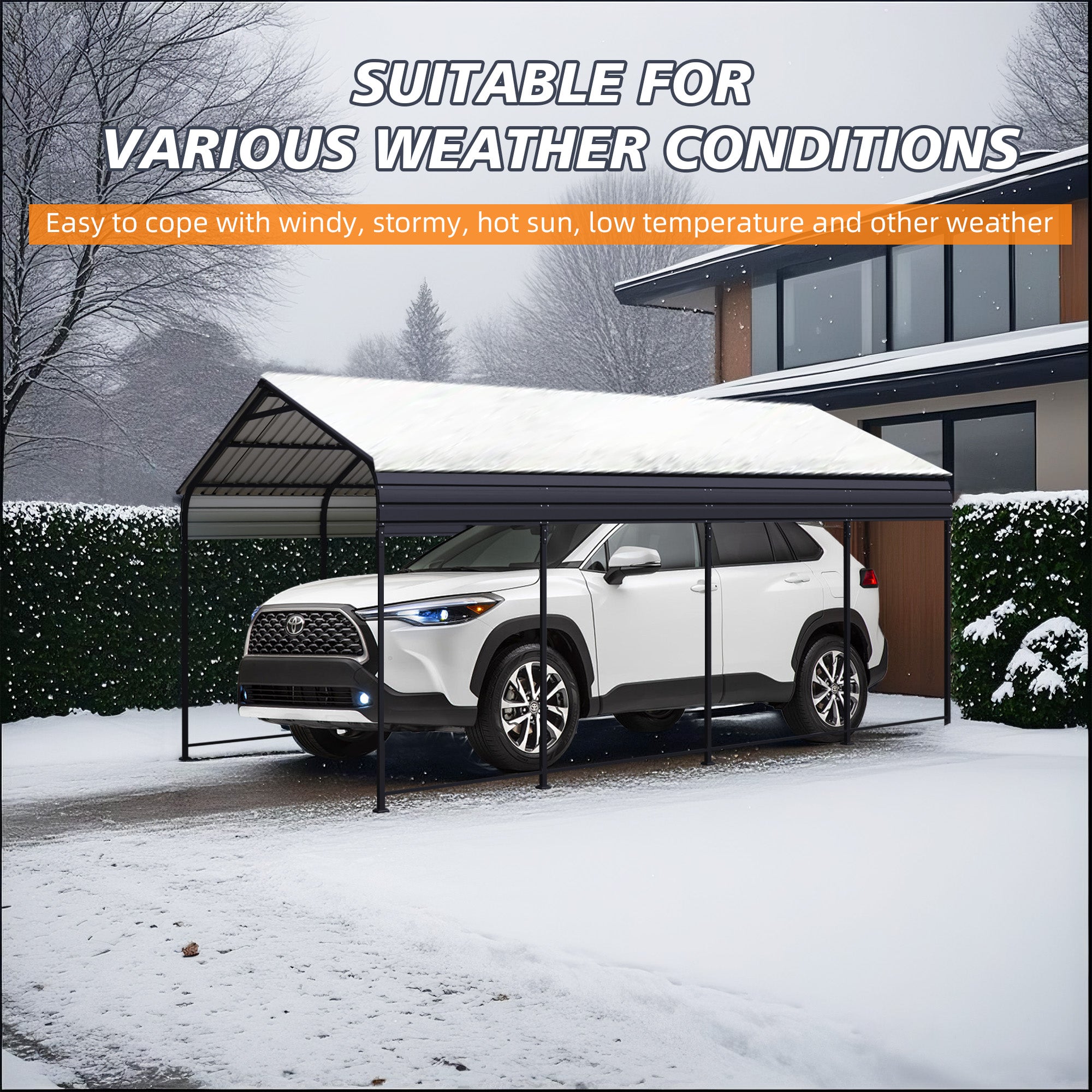12x20 FT Heavy Duty Metal Carport with Galvanized Steel Roof