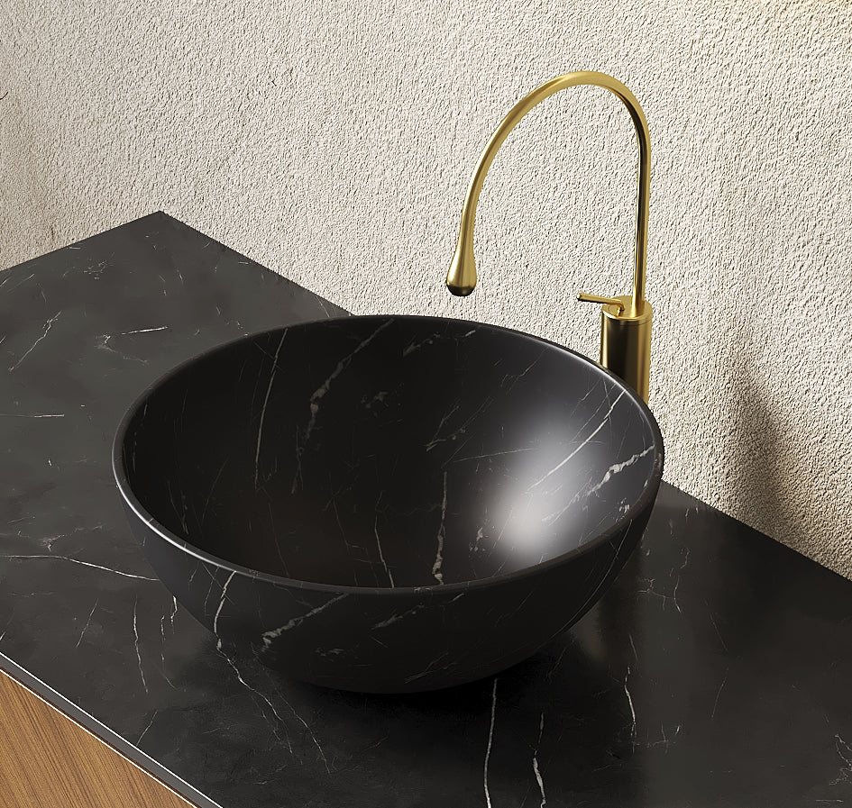 14 Inch Bathroom Bowl Ceramic Sink With Stone Pattern